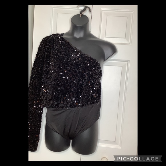 Plus Size Black Sequin Bodysuit - Picture 2 of 2